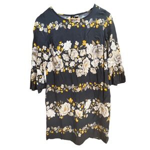 Old Navy Floral Shift Dress Navy Blue Yellow Ruffle Sleeve XS Womens